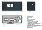 Wohncontainer 6,00 x 2,44 m mit Küchenzeile, WC und Dusche